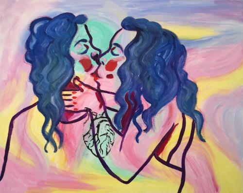 two women kissing